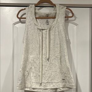 Lorna Jane Light heathered Gray Sleeveless Hoodie Tank‎ large